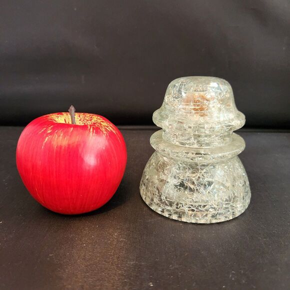 VTG Clear Crackle Glass Insulator Hemingray Electrical Intensive Iridescent 4” - Picture 2 of 8